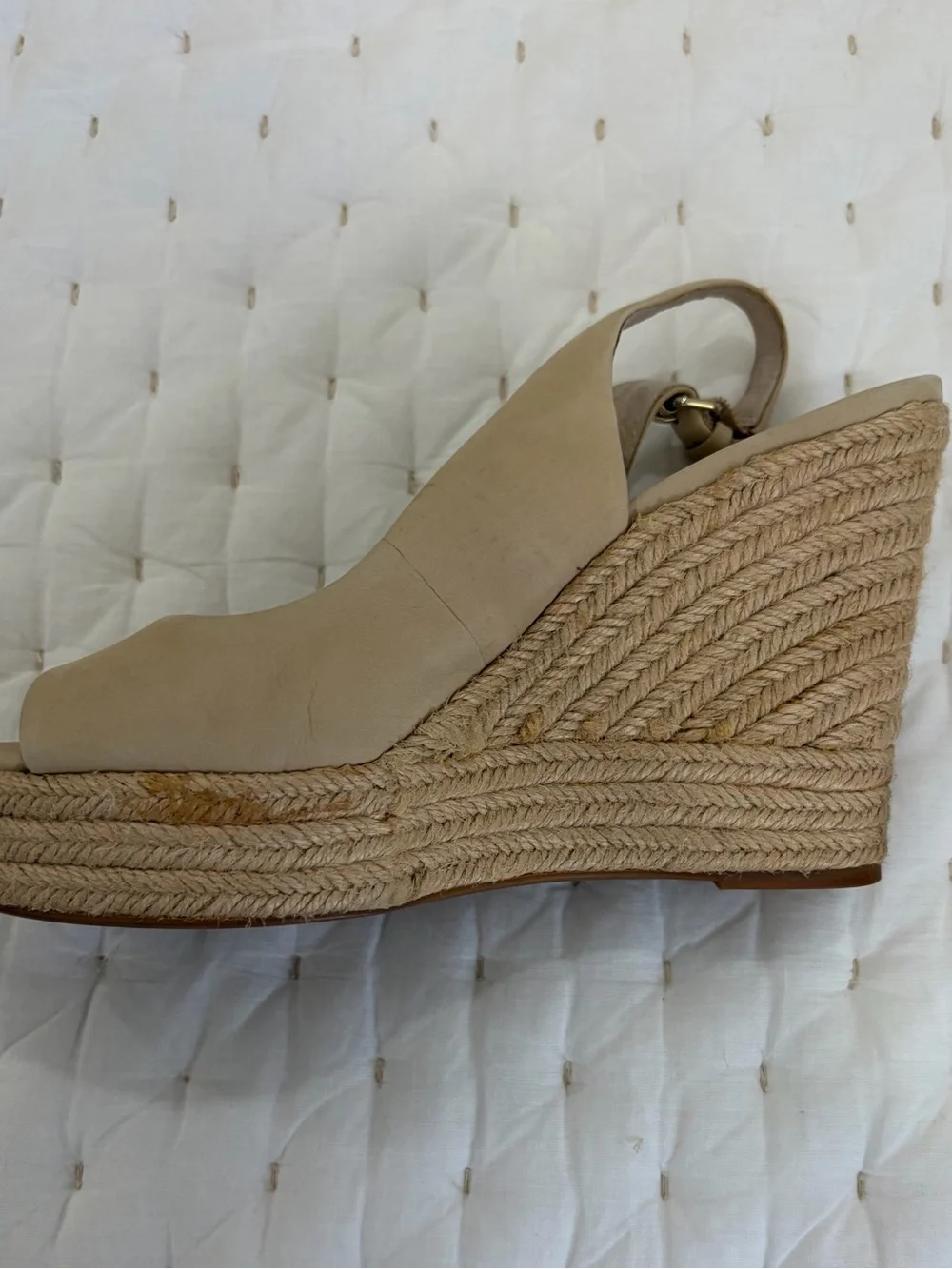 Dolce Vita Neutral Beige Espadrille Wedge Slingback size 7.5
